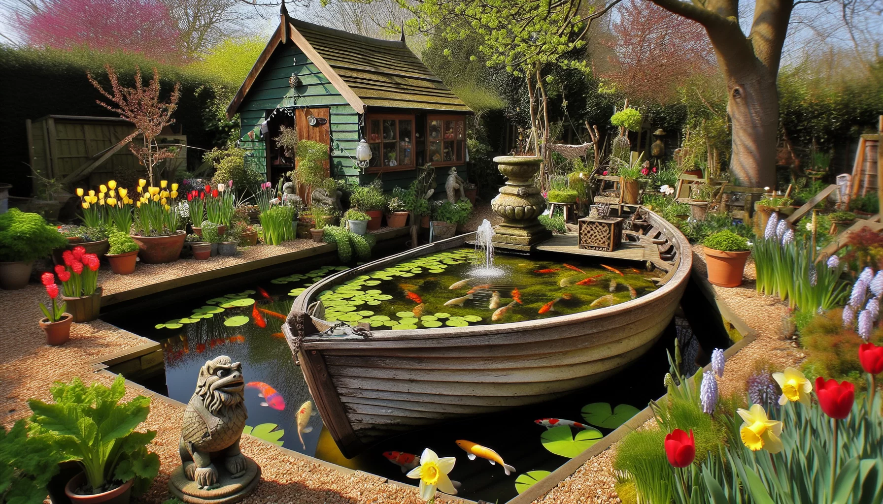 Reviving old boats into striking garden ponds: a unique DIY upcycling project