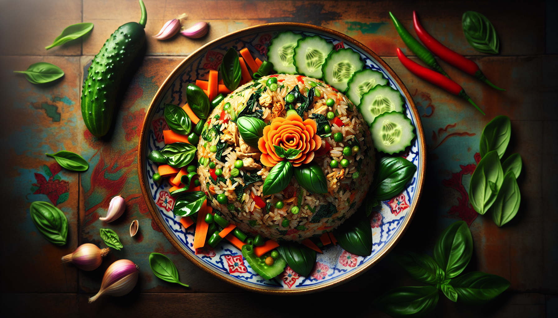 Exploring the aromatic symphony of Thai basil fried rice: a classic dish with a twist